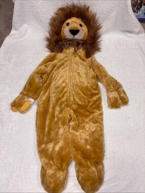 Frolic Kids Lion Costume Plush One-Piece costume hand foot straps hooded 12m